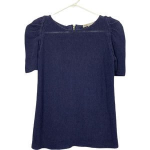 Maje Linen Womens Blue Short Sleeve Pullover Sweater Top Size Small